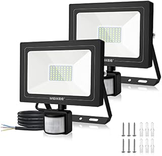 MEIKEE 50W Security Lights with Motion Sensor Outdoor PIR Lights Led Floodlight with pir Sensor 4300 Lumens Daylight White LED Flood Light for Garage Forecourt Corridors Terraces Courtyards Pack of 2