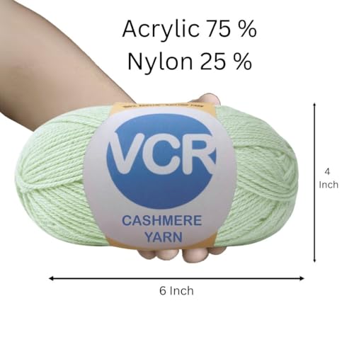 Image of VCR Ice Blue Cashmere Knitting Yarn, 100 Grams Hank, 265 Meters Length, Acrylic 75% and Nylon 25%, Soft Crosia Thread for Crochet and Knitting, Suitable for Sweaters, Pullovers and Jackets