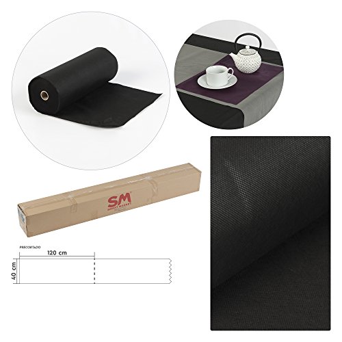Habita Home Mantel Camino DE Mesa EN Rollo DE TNT 0,4x48m(120cm) Color Negro