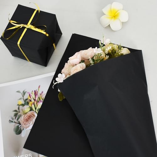 Image of BEISHIDA 100 Sheets Black Tissue Paper Bulk, Wrapping Tissue Paper for Gift Bags, 14 x 20 Inch Gift Wrap for Halloween Birthday Wedding Graduation DIY Crafts Holiday Flowers