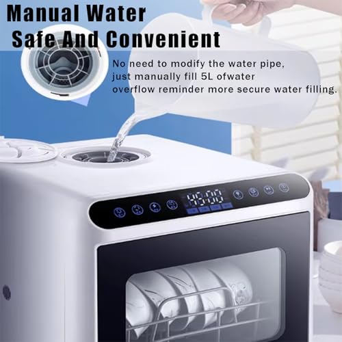 Small Dishwasher, 6 Washing Programs Mini Countertop Dishwasher, Auto Drying Table Top Dishwasher With Touch Control, 5l Built-in Water Tank, Fruit Wash, Compact Dish Washer For Rv & Apartment - Image 4