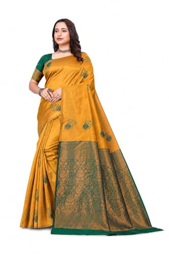 Fashion Women's Kanjivaram Style Soft Silk Banarasi Sarees With Blouse Piece For Women Pure Soft Silk Saree With Blouse Piece For Wedding product image 10