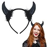 Schwarzes Dämonenhorn-Stirnband – Gothic-Accessoire für Halloween, leichte Teufelshörner für Frauen und Männer, Party-Kostüm, Musikfestival, Cosplay, Unisex, dunkle Ästhetik