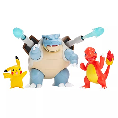 Pokemon - Paquete múltiple de figuras de batalla - Pikachu - Blastoise - Charmeleon - Pokemon figura de acción triple