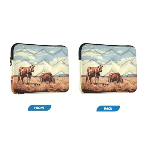 Funda para portátil 13-14 pulgadas con patrón de vaca vintage miniatura 2