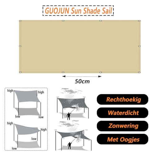 Voile d'ombrage rectangle 3x3.6m crème résistant aux intempéries pour jardin - 6