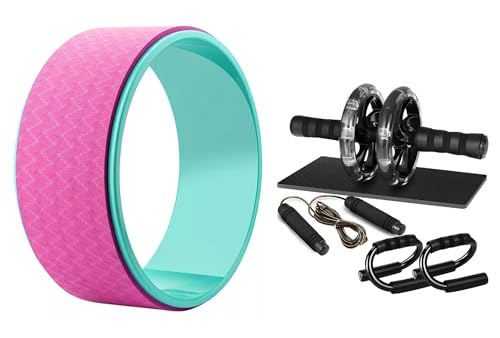 Image of Bodylastics 13 inch Yoga Wheel & ABS Wheel Set for Back Bends, Stretching Roller Workout, Exercise Accessories for Men & Women Sweat Resistant, Eco-Friendly