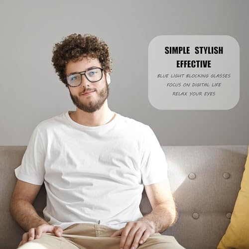 Image of FAA'N Blue Light Glasses Men Acetate Computer Gaming Non Prescription Glasses Lightweight Square Bluelight Blocker Frame