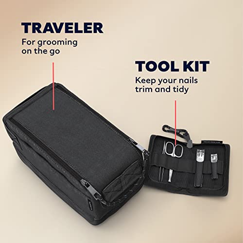 Dollar Shave Club | Total Trimmer Travel Package | Double Header Electric Trimmer, Toiletry Bag, Grooming Kit & Wipes | Electric Razor With A Beard Trimmer Head & A Separate Body Grooming Head, Black #TOP3