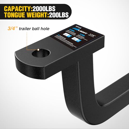 Image of Nilight Trailer Hitch Ball Mount with 1 /2 inch Hitch Pin Clip Fits 1-1 /4 Inch Receiver Square 2000 lbs 5 inch- Rise 3 /4 inch- Hole Gloss Black Powder Coat