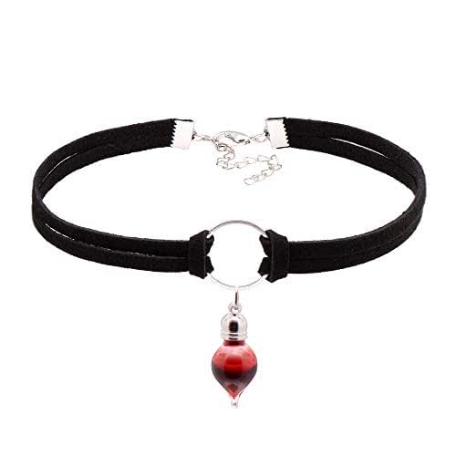 Paialco Vampire Blood Vial Drop Circle Wrapped Rope Choker