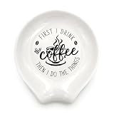 Ceramic Coffee Spoon Rest, Funny White Coffee Spoon Holder, Small Farmhouse Spoon Rest Accessories for Coffee Bar Kitchen Decor, Gift for Coffee Lovers, Friends, Birthday, Christmas