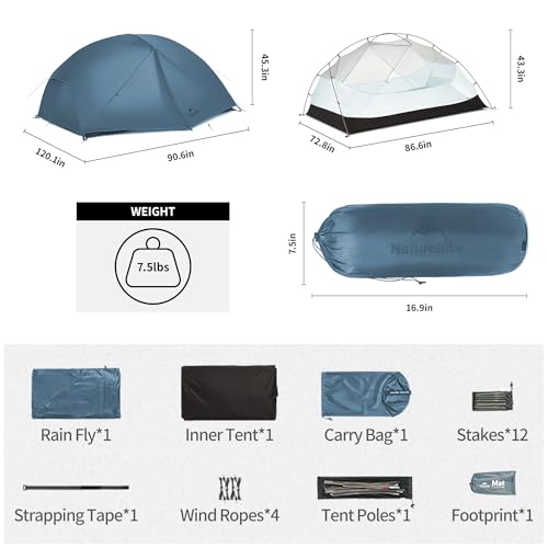 Image of Naturehike Mongar Upgraded 1 /2 /3 Person Backpacking Tent,Waterproof Lightweight Camping Tent with Footprint
