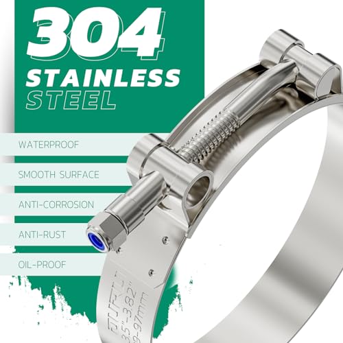 T-Bolt Hose Clamps 304 Stainless Steel (92-97mm 1-Pack - View #5