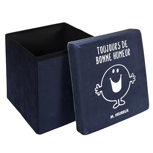 Monsieur Madame Pouf Coffre Pliable pour Enfants Monsieur Heureux