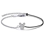 Deelfelブレスレット レディース ブランド かわいい 動物 ミッキー ダイヤモンド腕輪 細身 シルバー ピンクゴールド ブレスレット 肌に優しい アレルギー対応 厄除け お守り アンティーク風