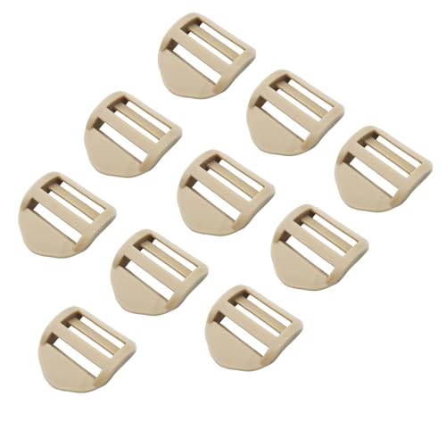 JIUMEI 10PCS 1 Inch Plastic Ladder Lock Slider Buckle - Beige Tri-Glide Heavy Duty Slide for Adjustable Webbing Strap Release - Backpack Accessories