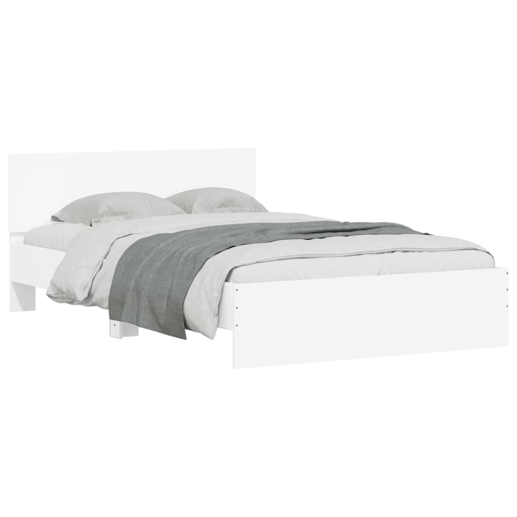 vidaXL Estructura de Cama con cabecero y Luces LED Blanco 135x190 cm