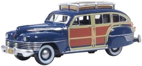 1942 Town & Country Woody Wagon South Sea Blue with Wood Panels and Roof Rack 1/87 (HO) Scale Diecast Model Car by Oxford Diecast 87CB42002 T1