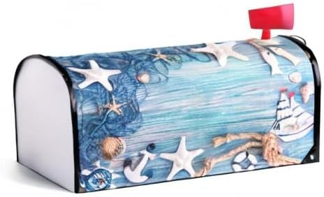 Miniatura 6 de WOOR Red de pesca con estrellas de mar y decoraciones de mar, cubierta magnética para buzón, envolturas de verano, jardín, patio, decoración del