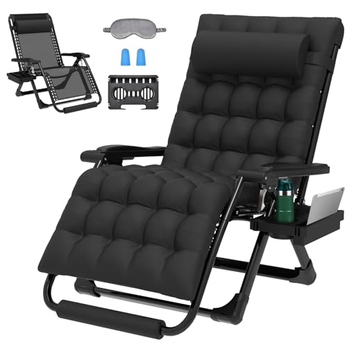 ZENPETIO Oversized Zero Gravity Chair, 33In XXL Zero Gravity Recliner Lounge Chair, Anti Gravity Chair for Indoor and Outdoor, Reclining Camping Chair for Lawn and Patio w/Cushion and Footrest, 500LBS