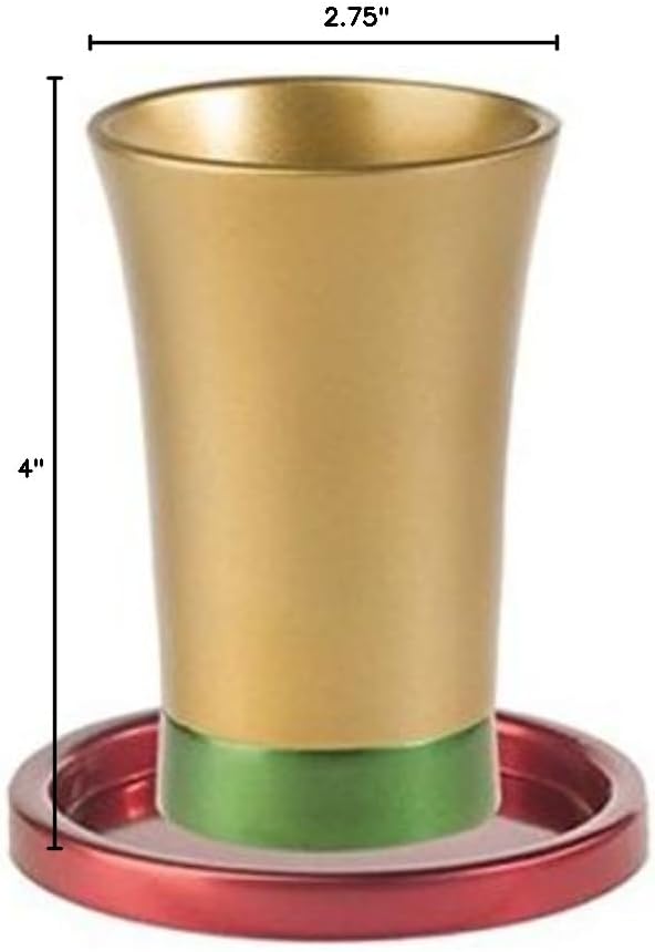 Kiddush Cup and Saucer/Anodized Gold Red