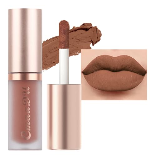 Image of evpct 1Pcs Light Nude Soft Brown Matte Liquid Lipstick Lip Gloss Glossy Set for Black Women 24 Hour Silky Velvet Lipstick labiales matte larga duracion mate 24 horas originales 12#