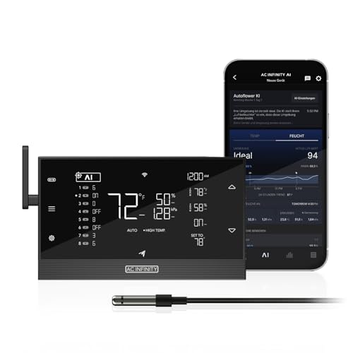AC Infinity Controller AI+ Intelligenter KI-Umweltcontroller mit dynamischer Geräteautomation VPD-/Temperatur-/Luftfeuchtigkeitssteuerung Benachrichtigungen & Datenanalyse (Bluetooth & WLan)