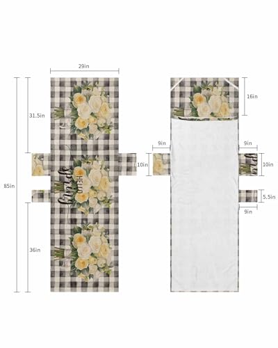 Spring Floral Beach Lounge Chair Towel Cover, Soft Chaise Lounge Towel with Side Pockets Patio Pool Chairs Cover for Beach/Pool Sunbathing 29x85 Black White Plaid Summer Botanical Flowers