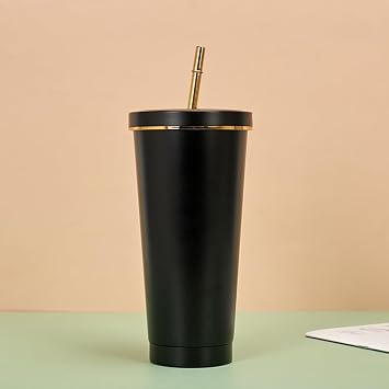 Tumbler with Straw Type, Stainless Steel, 25.4 fl oz 750 ml, Heat Retention, Cold Retention, Vacuum Insulated, Thermos, Water Bottle, Sports Bottle, Cup, Car Drink Holder, Stainless Steel, Wide