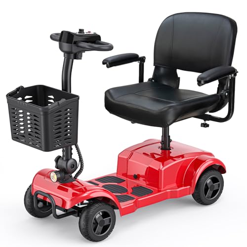 ENGWE Folding 4 Wheel Mobility Scooter,15 Mile Long Range, 250W Electric Powered Mobile Wheelchair for Seniors Adult with Detachable Basket, Front Lig