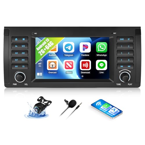 SIXWIN 2G+64G Android Car Stereo for BMW E39 with Carplay Android Auto Mirror Link 7 inch Touchscreen with GPS Navigation WiFi 26UI Bluetooth FM