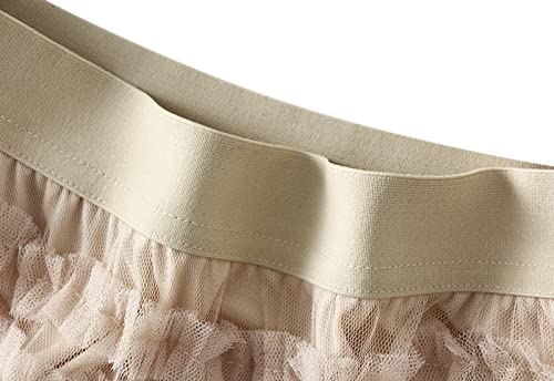 AQQYA Saias de tule para mulheres, saia de malha em camadas, cintura elástica evasê, maxi tule saia