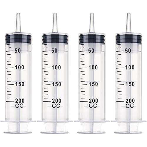 Frienda Large Plastic Syringe 4 Pack Measuring Syringe Tools Dispensing Multiple Uses(200 ml)