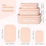 Contenants de stockage de produits alimentaires en silicone, ensemble de 3 Boîte à lunch en silicone avec lids, Silicone à feuille dure, hermétique, Micro-ondes, Lave-vaisselle et congélateur (10oz, 23.6oz, 44oz) (Rose)