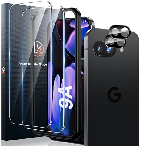 LK 2+2 Pack Screen Protector for Google Pixel 9A 2pcs Tempered Glass Screen Protector & 2pcs Camera Lens Protector for Pixel 9A HD Screen Anti- Scratch Easy Installation