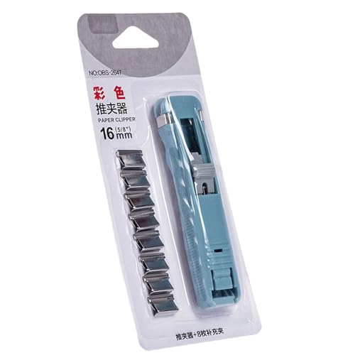 Dispensador de clips de papel manual de plástico con 8 recambios de metal para archivar