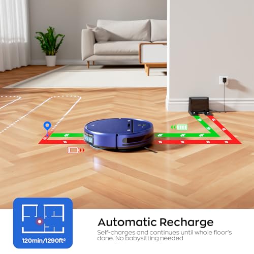 MANVN 2-in-1 Robot Vacuum Cleaner and Mop, Ultra Thin Robot Vacuum Cleaner, 2.87 Inch with Obstacle Avoidance 3D, for Hard Floors and Carpets, WiFi/App/Voice Control for Pet Hair - Image 6