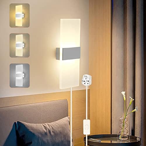 CANMEIJIA LED Wall Lights for Living Room 3 Color Temperature 1200LM Up and Down Wall Lights 12W with Earth Wire and Installation Gloves for Bathroom Light, Staircase, Corridor, Bedroom