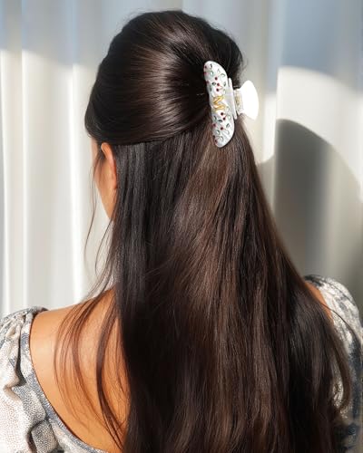 Image of CHLINS Initial Cherry Hair Clips for Women Girls - Cute Glitter Monogram Claw Clips with Rhinestone Cherry Print Hair Accessories, Ideal Birthday Bridesmaid Gifts for Teens Girls, Letter M
