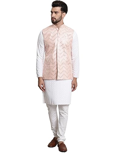 Image of SOJANYA (Since 1958 Men's Cotton Seqence Kurta & Pyjama with Nehrujacket
