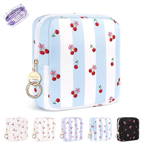 Image of Period Bag for Teen Girls, Canvas Sanitary Napkin Storage Bag with Zipper, Portable Menstrual Pad Bag Tampon Holder for Purse