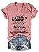 YORAURT If I was Skinny and Mentally Stable Shirts for Women Crew Neck Funny Saying T-Shirt Short Sleeve Graphic Tees Rose Gold