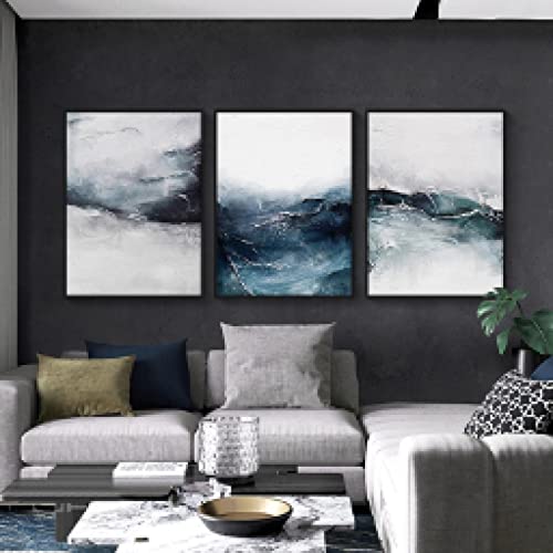 Affiche mer vague paysage blanc bleu 50x70cm pour salon moderne