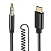 Type C to 3.5mm Audio Aux Jack Adapter, ARCHEER USB C to 3.5mm Audio Cable with 4.6ft Spring Extension Aux Cord Compatible Google Pixel 3/3 XL/2/ 2XL, Moto Z and More Type C Device