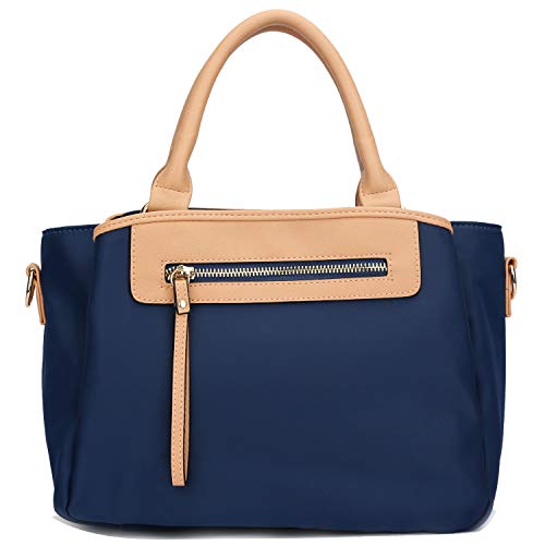 KKXIU Women Handle Handbags Shoulder Lightweight Pockets Zipper Purse Satchel Crossbody Nylon Bags (blue), Medium blue handbag