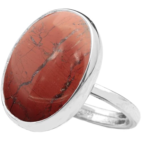 Natural Amazonite Ring in 925 Sterling Silver with Red Jasper