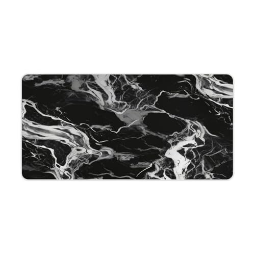 Desk Pad Grande Mármol Negro y Blanco Impermeable