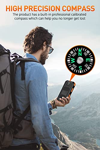 Power-Bank-Portable-Charger-Solar - 36800Mah Waterproof Portable External Backup Battery Charger Built-In Dual Qc 3.0 5V3.1A Fast Usb And Flashlight For All Phone And Electronic Devices (Deep Orange) #TOP4