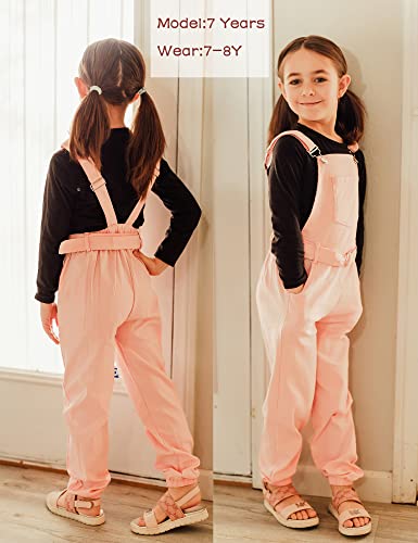 Lionjie Girls Jumpsuit & Rompers Kids Bib Overalls Solid Denim Long Pants Loose Fit With Pockets & Belt #TOP3